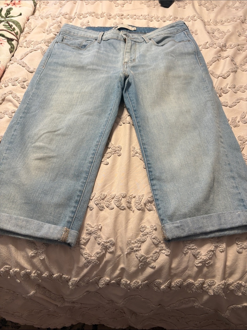 Levi's Light Blue Cropped Denim Shorts